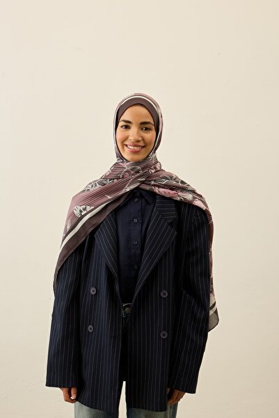 Modakaşmir Floral Line Pattern Liva Modal Shawl