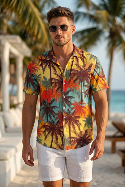 viyamen Πουκάμισο Unisex με Σχέδιο Φοίνικα - Νοσταλγικό Σχέδιο