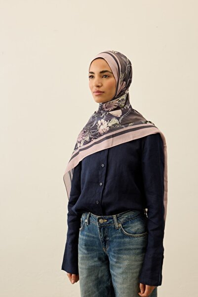 Modakaşmir Floral Line Pattern Liva Modal Shawl