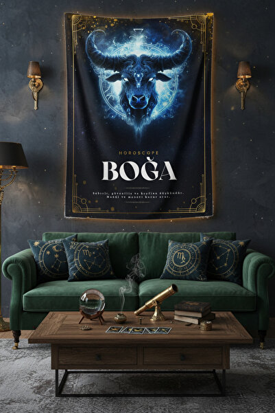 Vagonik Астрологичен гоблен за стена с мистични мотиви на зодия Телец, модел 472