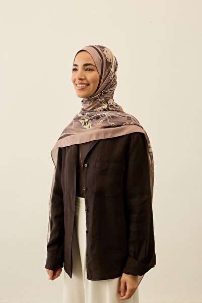 Modakaşmir Floral Line Pattern Liva Modal Shawl