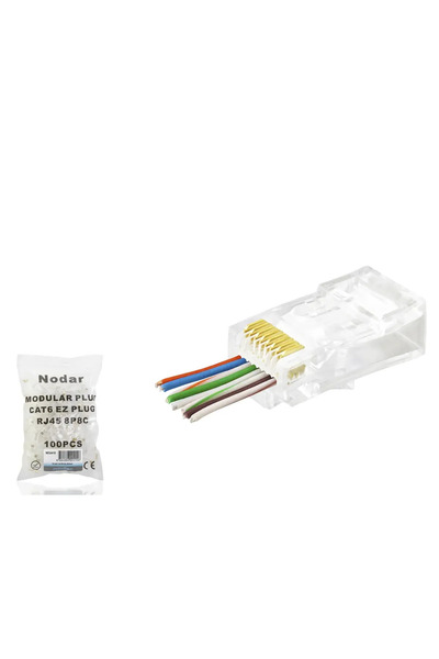 naque موصل Cat6 Ez Rj45 - 100 قطعة من الأكياس الشفافة/اقتصادية ND2415