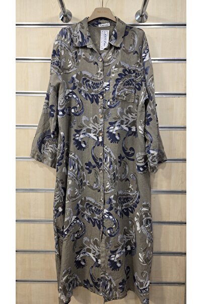 Park Moda Ιταλικό λινό φόρεμα με σχέδιο σάλι