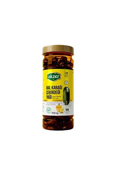 Akzer Bal Kabağı Çekirdeği Yağı İçeren Takviye Edici Gıda 1330 mg 100 softjel