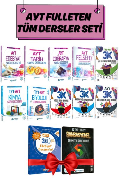 Gezegen Yayıncılık AYT Fulleten Set: Edebiyat+Tarih+Coğrafya+Felsefe+Din+Kimy...