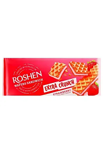 Roshen Napolitane umplute cu cremă de căpșuni, 142g