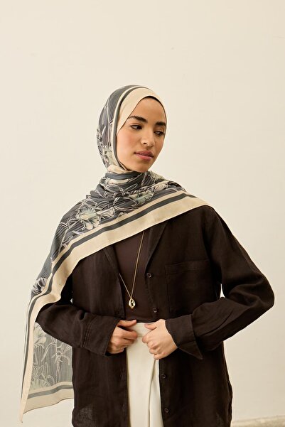 Modakaşmir Σάλι Liva Modal με φλοράλ μοτίβο γραμμών