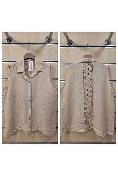 Park Moda Ιταλικό Αμάνικο Λινό Πουκάμισο με Δαντέλα στην Πλάτη