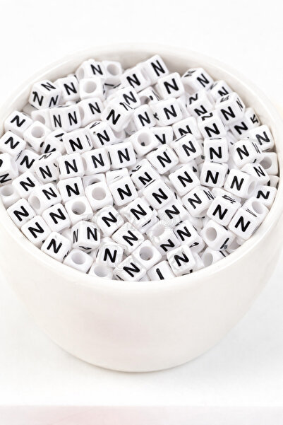 LANDOFACCESSORY 6X6 mm Single Letter - N - Plastic Square Cube Letter Beads A...