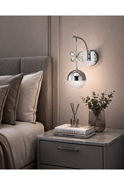 Baviyer Aydınlatma Işıl 3 Renk Krom Led Aplik Kristal Taşlı