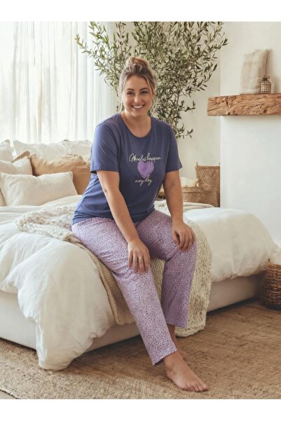 Elit Γυναικείο Σετ Πιτζάμες Μεγάλου Μεγέθους από Βαμβακερό Ύφασμα Πολυεστέρα,...