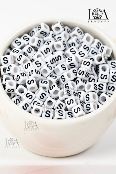 BeadLoa 6X6 mm Single Letter - S - Plastic Square Cube Letter Beads Alphabet ...