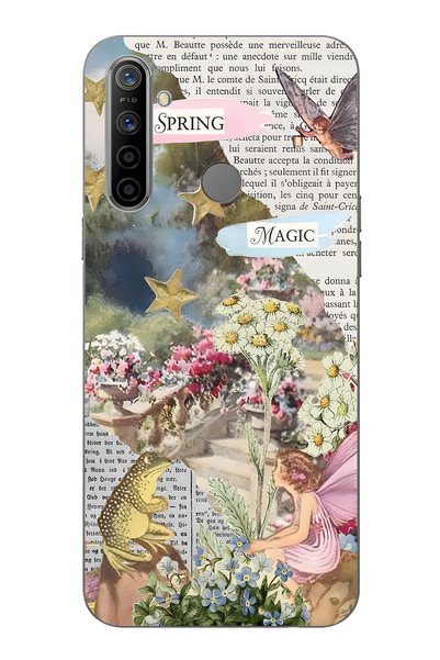 FLAMENKO حافظة هاتف شفافة بنمط Spring Magic متوافقة مع Realme 5i / 6i / C3