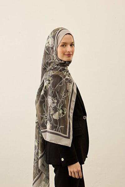 Modakaşmir Floral Line Pattern Liva Modal Shawl