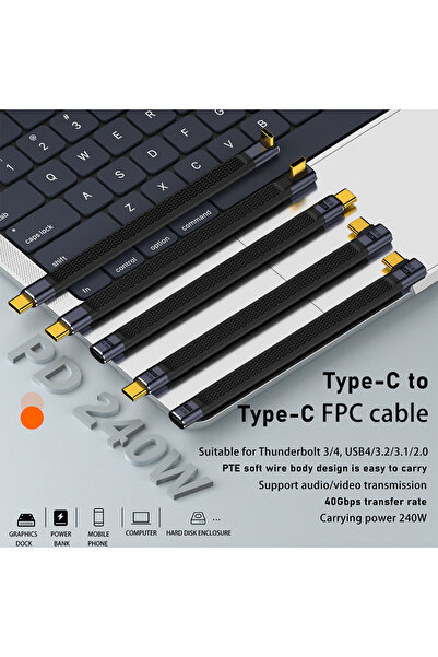 LivX USB4 FPC Esnek Tip-C Kablo - 240W PD3.1 Hızlı Şarj, 40Gbps Veri Aktarımı...
