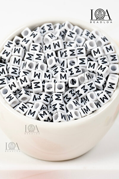 LANDOFACCESSORY 6X6 mm Single Letter - m - Plastic Square Cube Letter Beads A...