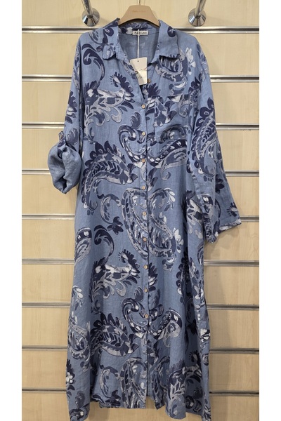 Park Moda Ιταλικό λινό φόρεμα με σχέδιο σάλι