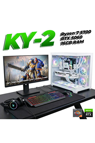 RAMTECH BİLGİSAYAR KY-2 Ryzen 7 5700 RTX 5060 16GB Ram 512GB SSD 24'' 200Hz C...