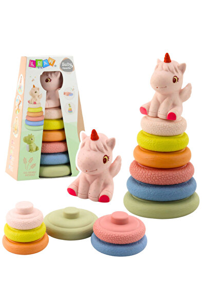 Three top online Piramidă senzorială moale, unicorn, din cauciuc, colorată