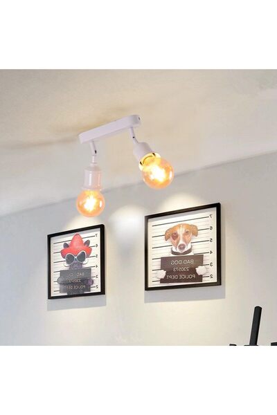 Light Ρετρό Φωτιστικό Οροφής LED με 2 Ρυθμιζόμενα Σποτ, E27, Μεταλλικό, Μοντέ...