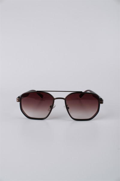 Max Polo Geometric Brown Framed Gradient Glass Unisex Sunglasses Gg25Mp3422R05