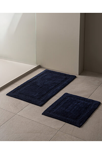 Madame Coco Βαμβακερό χαλάκι μπάνιου Zéphyr 2 τεμαχίων - Μπλε ναυτικό