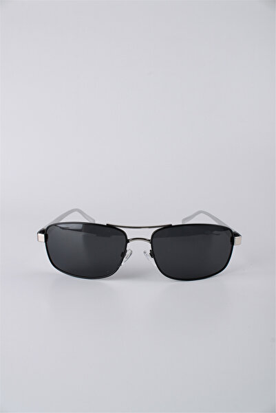 Max Polo Men's Rectangular Metal Frame Sunglasses Silver Black Gg25Mp3202R05