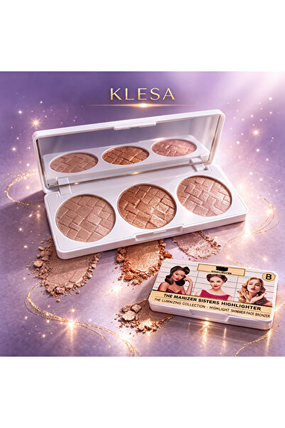 KLESA 3-Piece Highlighter Palette Illuminating Face Makeup Palette-B