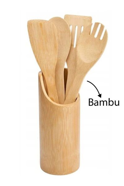 HİROS'H Ahşap Kaşık Kepçe Seti 4 Parça