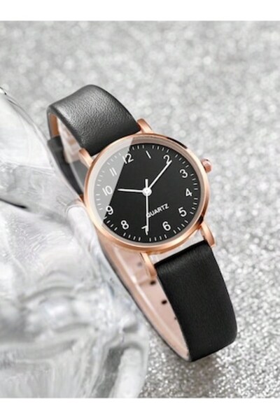 OEM Gold Women's Watch, Silicone Strap, Black Dial