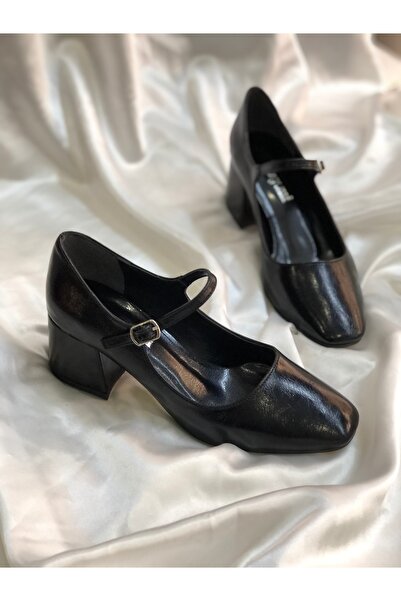 Hg Ayakkabı STEY ME SİYAH RUGAN 6 CM TOPUKLU AYAKKABI