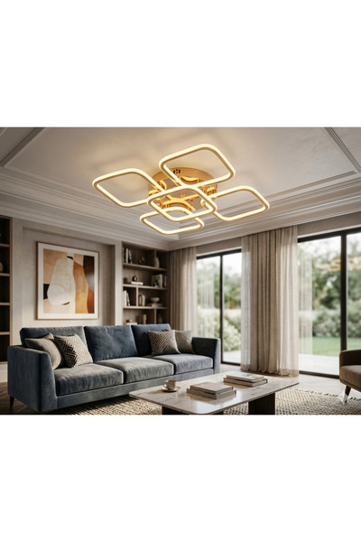 Baviyer Aydınlatma Küp 4+1 Plofonyer Tavana Sıfır 3 Renk Gold Avize