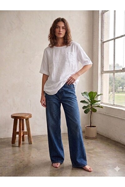 CGA Γυναικεία λινή μπλούζα T-shirt με μία τσέπη Γυναικείο πουκάμισο