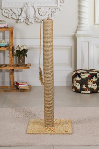 Ahşap Tabanlı Kedi Tırmalama Ağacı 100cm 9cm Kalınlık