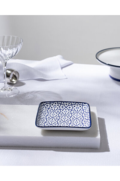 Madame Coco Reve Bleu Lucida Kare Tabak - 12 cm - Mavi/Beyaz