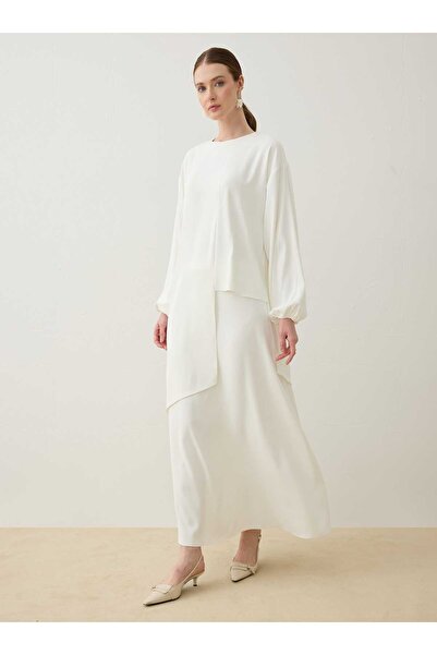 Refka Cămașă cu mâneci bufante și croială asimetrică - Ecru - Exclusiv