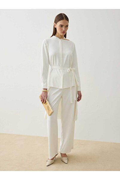 Refka Риза с асиметрична кройка - Екрю - Ексклузивна