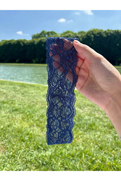 Nurcanilirboutique Zarif Fransız dantel lacivert bandana