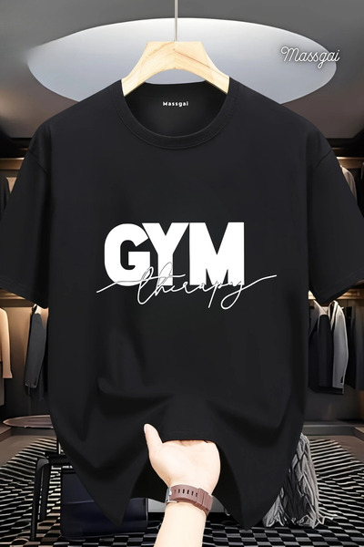 Massgai Tricou oversize 100% bumbac imprimat pentru terapia GYM unisex