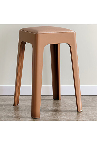 Destello ®   Μοντέρνο επενδυμένο σκαμπό, Πλαστικό και δέρμα, Καφέ, 28 x 28 x ...