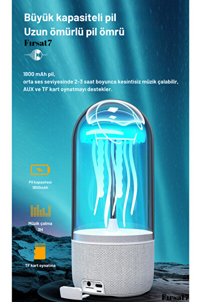 handanca Denizanası Hareketli Gece Lambası LED Ve Bluetooth Hoparlör Ev Ofis ...