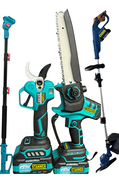 STANWER TELESKOPİK UZATMALI 4 LÜ SET 50 MM MAKAS BÜYÜK 20 CM BOY BUDAMA VE AK...