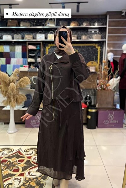 HUMEYRA Side Zipper Skirt Suit