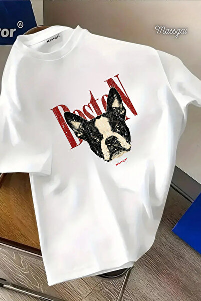 Massgai Μπλουζάκι Unisex Boston Terrier με στάμπα σκύλου, μεγάλου μεγέθους, α...