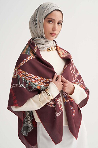 carell Ottoman Premium Omuz Şalı Bordo