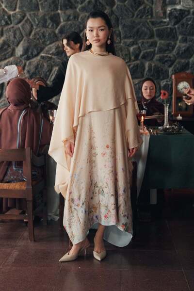 carell Rosalie İncira Şal Yaka Kaftan Kum Beji
