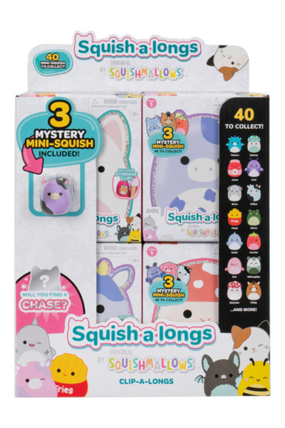 Squish-a-longs Σκουίσαλονγκς 2,5 εκ. Μπρελόκ, Τυχαίο Πακέτο 4 τεμαχίων (2420102)