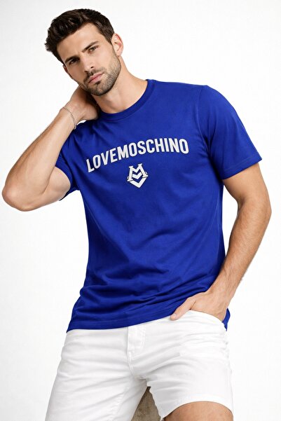 Love Moschino 100% Cotton Slim Fit Institutional - Print T-Shirt