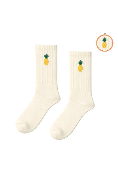 CARNAVAL SOCKS Κάλτσες unisex σε ανοιχτό κίτρινο χρώμα με κέντημα ανανά