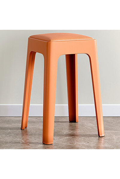 Destello ®   Μοντέρνο επενδυμένο σκαμπό, Πλαστικό και δέρμα, Πορτοκαλί, 28 x ...